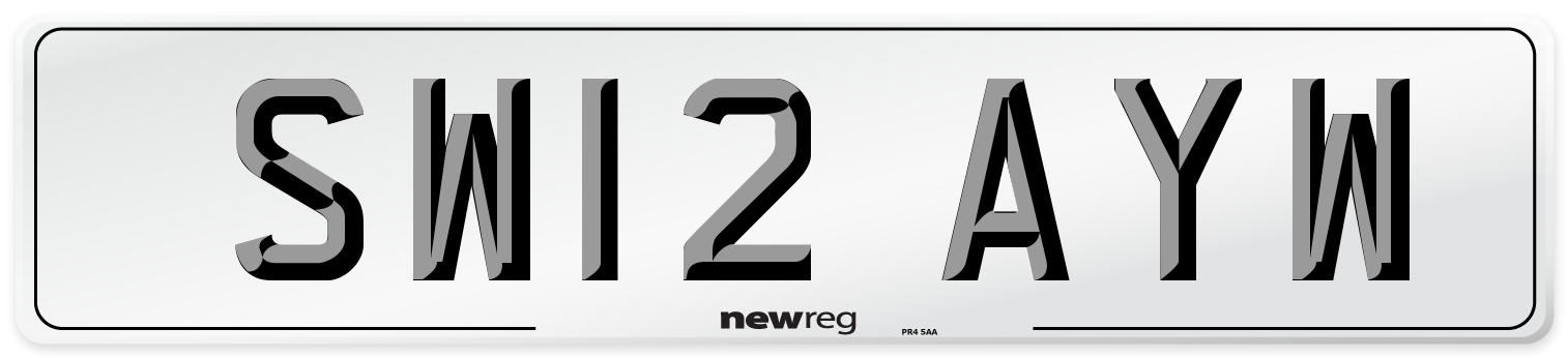SW12 AYW Number Plate from New Reg